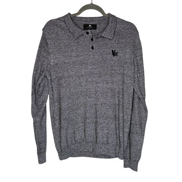 YoungLA Sweater Men's Medium Gray Collared Polo Long Sleeve - Picture 1 of 5
